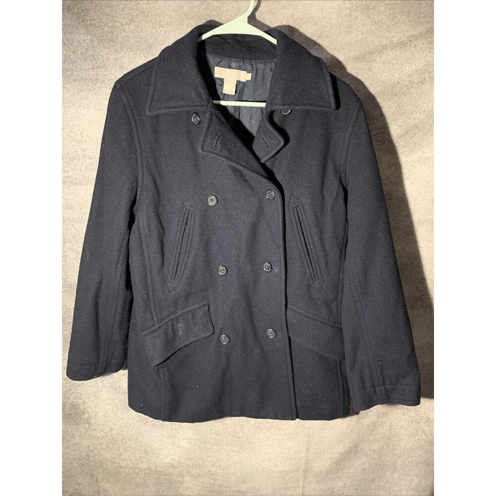 J. Crew Insulated Peacoat Navy Blue Wool Blend Double Breasted Petite Small